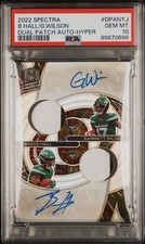 2022 Spectra Dual Patch Auto /35 Breece Hall Garrett Wilson Rookie PSA 10 Pop 1