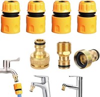 Gartenschlauch Anschluss Set 7PCS Wasserhahn Adapter 1/2 3/4 Zoll Messing 22Mm
