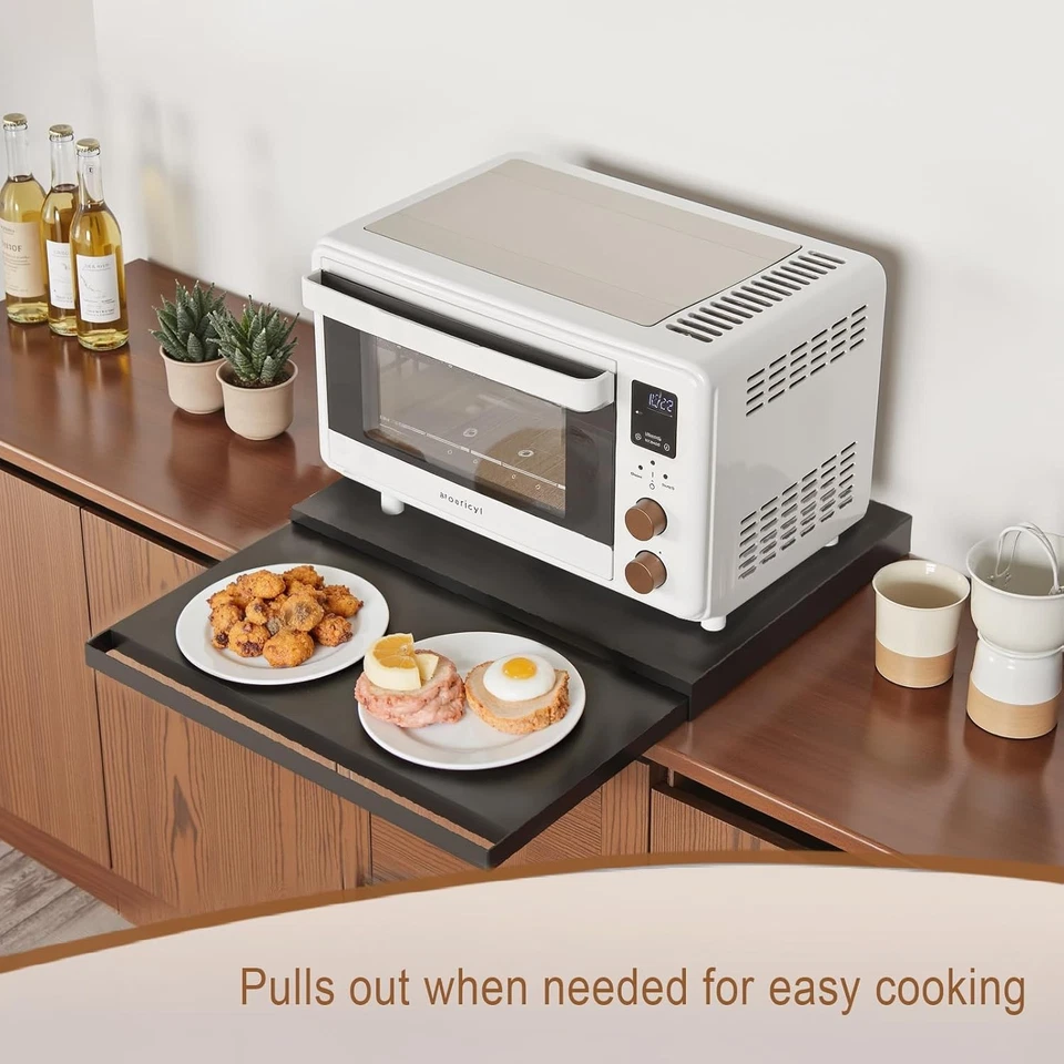 Soporte para microondas de acero con cajones y estantes extraíbles, organizador de encimera Foto 3 de 4