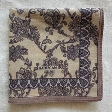 Handkerchief VTG Brown Cotton Paisley Flourish Oriental Pattern Pocket Square 18