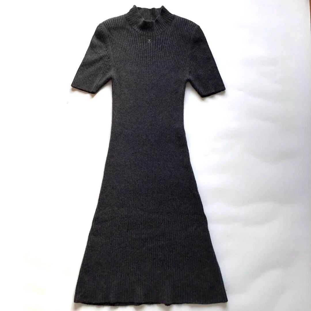 Chanel — CHANEL Cashmere Blend Knit Dress Short Sleeve Women's Vintage Japan SR1939