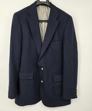 Vintage Chaps Ralph Lauren Blazer Mens Gold Button USA Navy Blue 100 Wool 46