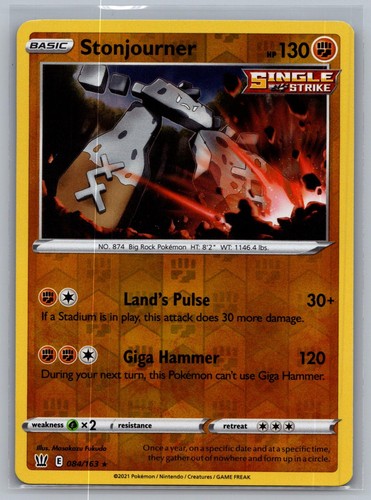 Stonjourner 084/163 Rare Battle Styles Pokemon Reverse Holo Near Mint