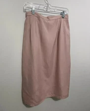 Vtg Harve Benard Straight Skirt Pockets 10 P Linen Powder Pink Union USA Slit