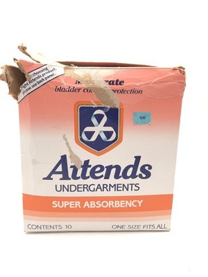 Vintage 1985 Attends Undergarments 5 Adult Diaper Super Absorbency Damaged Box
