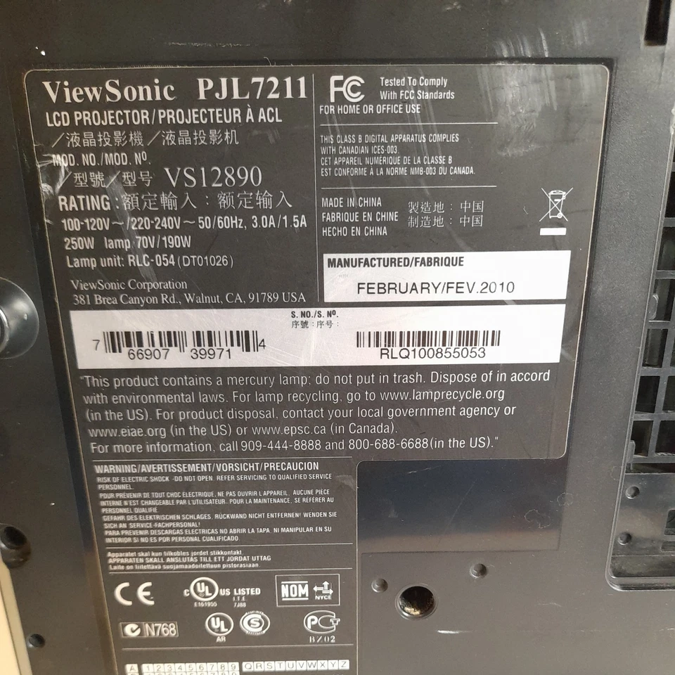 ViewSonic PJL7211 LCD Projector 2700 ANSI Business School| Home | Used & Working - Image 4 of 4