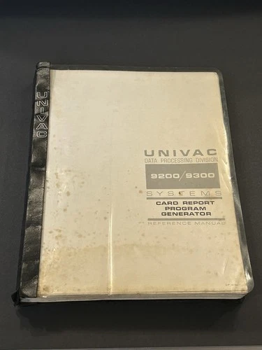 Univac Data Processing Division 9200/9300 Card Report Program Generator Manual