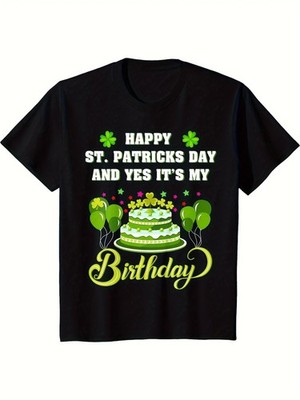 Casual Crew-Neck T-Shirt for Celebrating St. Patrick'S Day Birthday, Featuring
