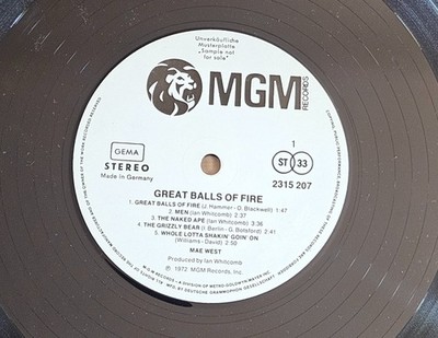 MAE WEST ''Great Balls Of Fire'' german 70s EX WL PROMO LP MGM 2315 207 Pop R 'n R