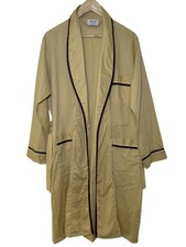 Vintage 70s Andhurst Robe Men Medium Mustard Yellow Dacron Belted Bathrobe Retro