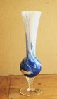 Vintage Opaline Murano Italty Art Glass Pedestal Vase Sky Blue & White w/Sticker