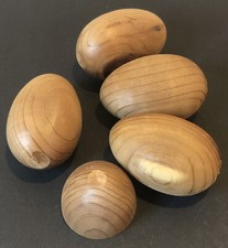 Wooden Eggs, 5 Pieces Natural Wood, Farmhouse, Easter Decor 2