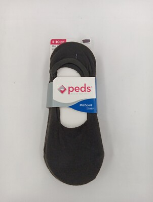 #ad Peds Woman#x27;s Mid Sport Liner Socks Black Size 5 10 Shoe Size 5 Pack AF5 $4.94