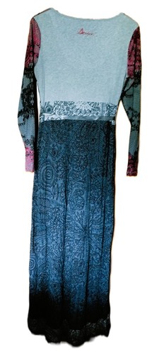 Desigual Vestido Mujer L Maxi para ocasiones formales en color gris y rojo - Imagen 2 de 7