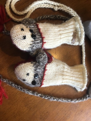 Sundance Catalog Kids Sock Monkey Hat and Mitten Set warm and adorable - Picture 2 of 3