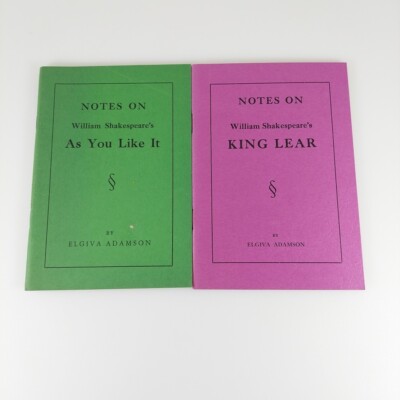 Notes on William Shakespeare's As You Like It & King Lear, Elgiva Adamson 1960s