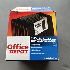 Box Of 23 IBM Formatted Floppy Disks 1.44 MB 3.5" 3.5 Office Depot OPEN BOX