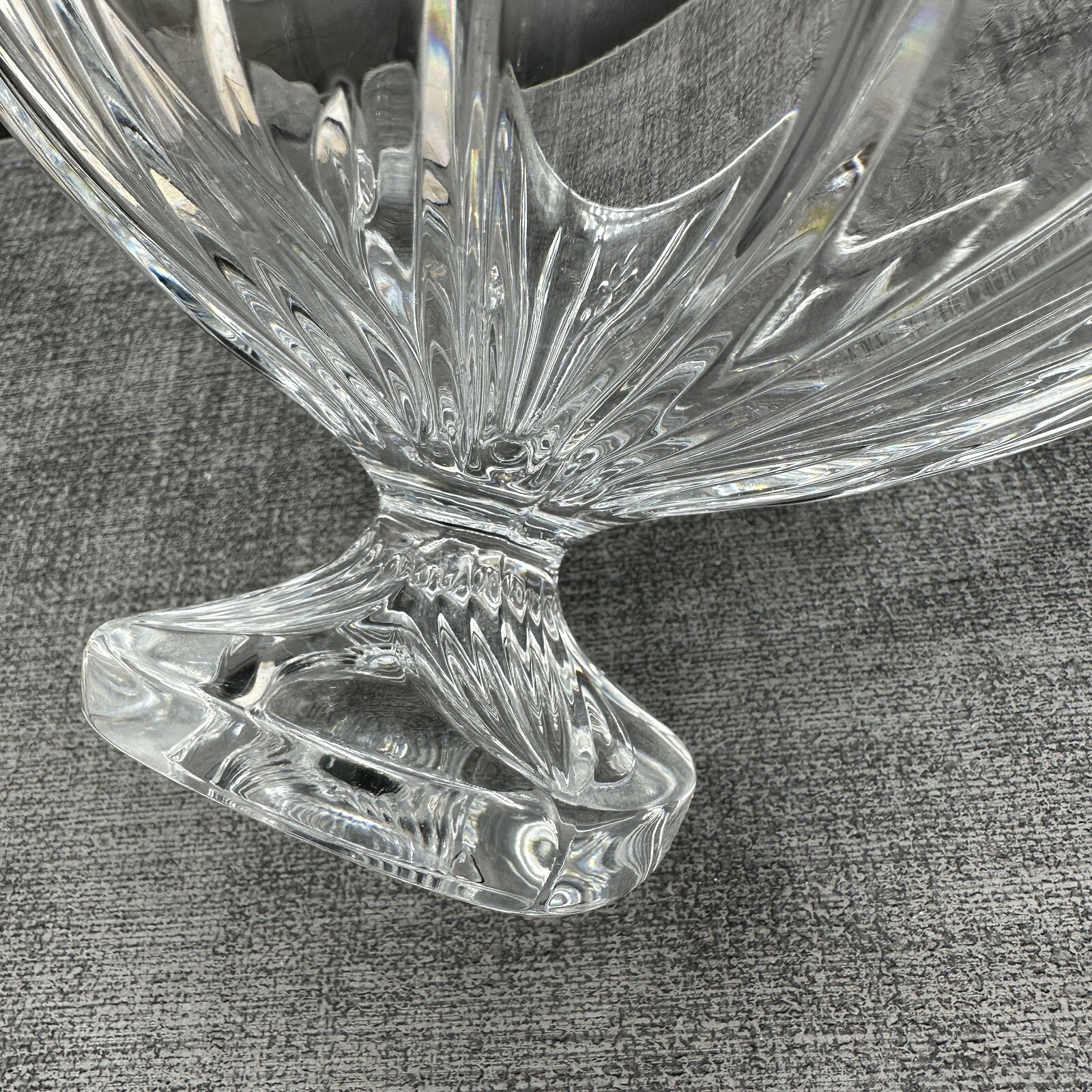 Footed Square Candy Crystal Bowl Czech Republic Pedestal 24% Full Lead Vtg