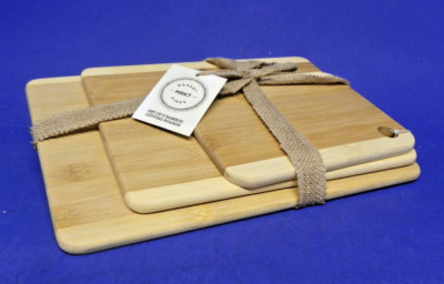 Set of 3 Bamboo Cutting Boards by Market Finds Sizes Approx 13x9, 11x8 & 8x6 New