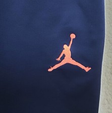 Jordan Jumpman Logo Front Sweatpants Boys L THERMA FIT Ankle Zip Navy Blue  F