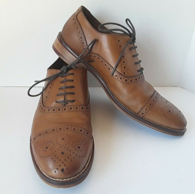 JOHNSTON & MURPHY Conard Tan Leather Cap Toe Wingtip Oxford Lace Up Shoes 8.5 | eBay