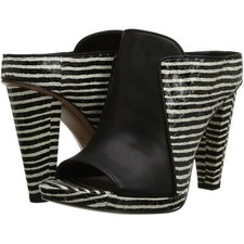 Derek Lam 10 Crosby Jiles Mules Size 7M Black Leather Stripes