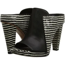 Derek Lam 10 Crosby Jiles Mules Size 7M Black Leather Stripes