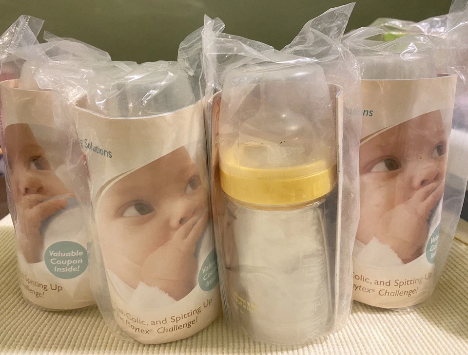 4 Playtex Drop-Ins Nursers Liners 4oz Slow Silicone Nipples 🌻Yellow FREE SHIP - Image 3 of 4