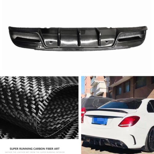 Carbon Fiber Rear Diffuser Lip For Mercedes Benz W205 C250 C300 C43 C63 2015-19 - Picture 1 of 6