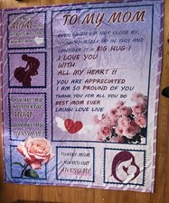 FREE Large 50 x 60 Unisex Love Mom Roses Lavender Multi Color Throw Blanket New