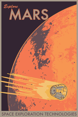 Explore Mars Retro Style Mars Exploration Nasa Travel Wall Art - POSTER 20''x30''