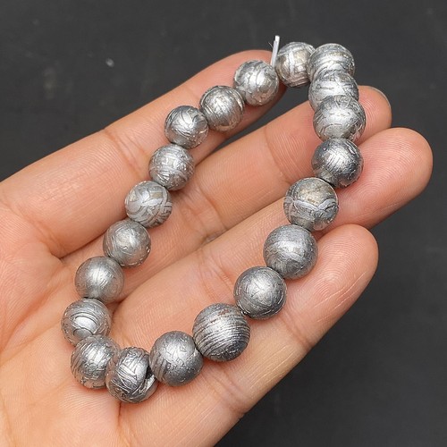 Pulsera de cuentas redondas Aletai meteorito de hierro 71,6 g 10 mm - Imagen 3 de 4
