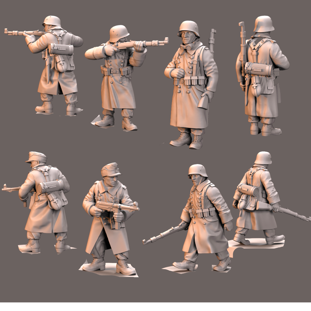 German Afrika Korps DAK Greatcoats X4 Figures 28mm WW2 Wargames
