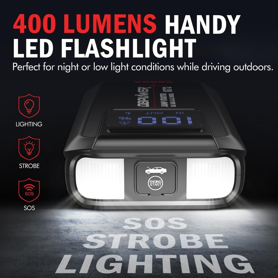 DBPOWER Jump Starter 2000A Peak Portable Car Jump Starter for Up to 8