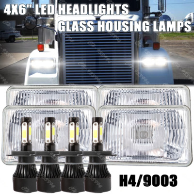 4x 4x6'' LED Headlights H4 Fit For Freightliner FLD120 1988-2010 FLD112 Classic