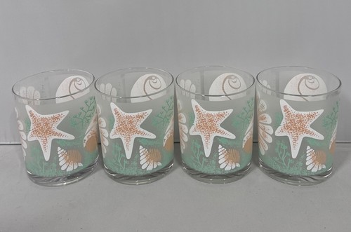 Juego de 4 tazas/gafas de plástico doble anticuado tartamudeo y estrella de mar nórdica - Imagen 2 de 7