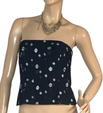 🌻** NICOLE MILLER SIZE 8AU BLACK MULTI CORSETT STYLE  CROP TOP LIKE NEW 