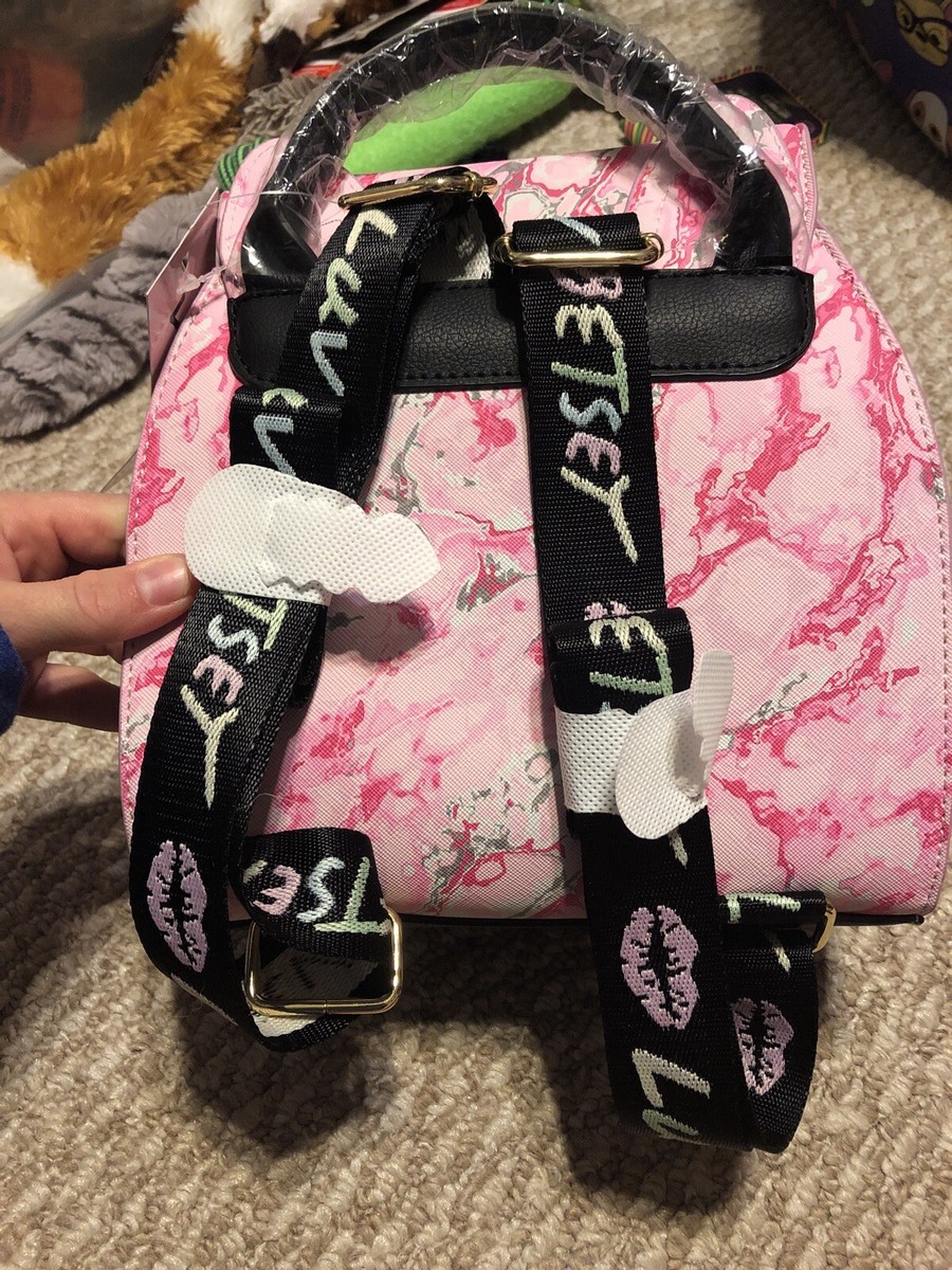 Betsey Johnson Pink Marbled Cat Design Adorable Backpack Bag  display picture 3
