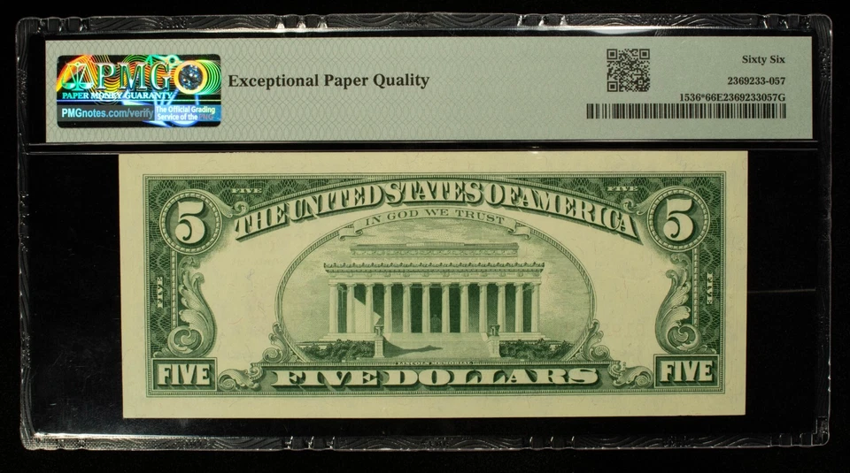 Fr 1536* $5 1963 Legal Tender Note US PMG 66 EPQ Star Note - SKU-CA1267 - Image 2 of 2