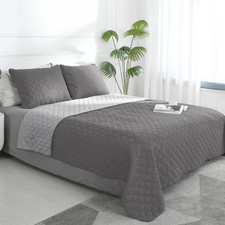 Full/Queen Size Reversible Quilt Set with 1 Quilt and 2 Pillow Shams, Soft Bed Q