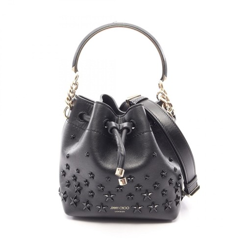 Jimmy Choo Bon Bon Bucket Leather 2Way Handbag Black