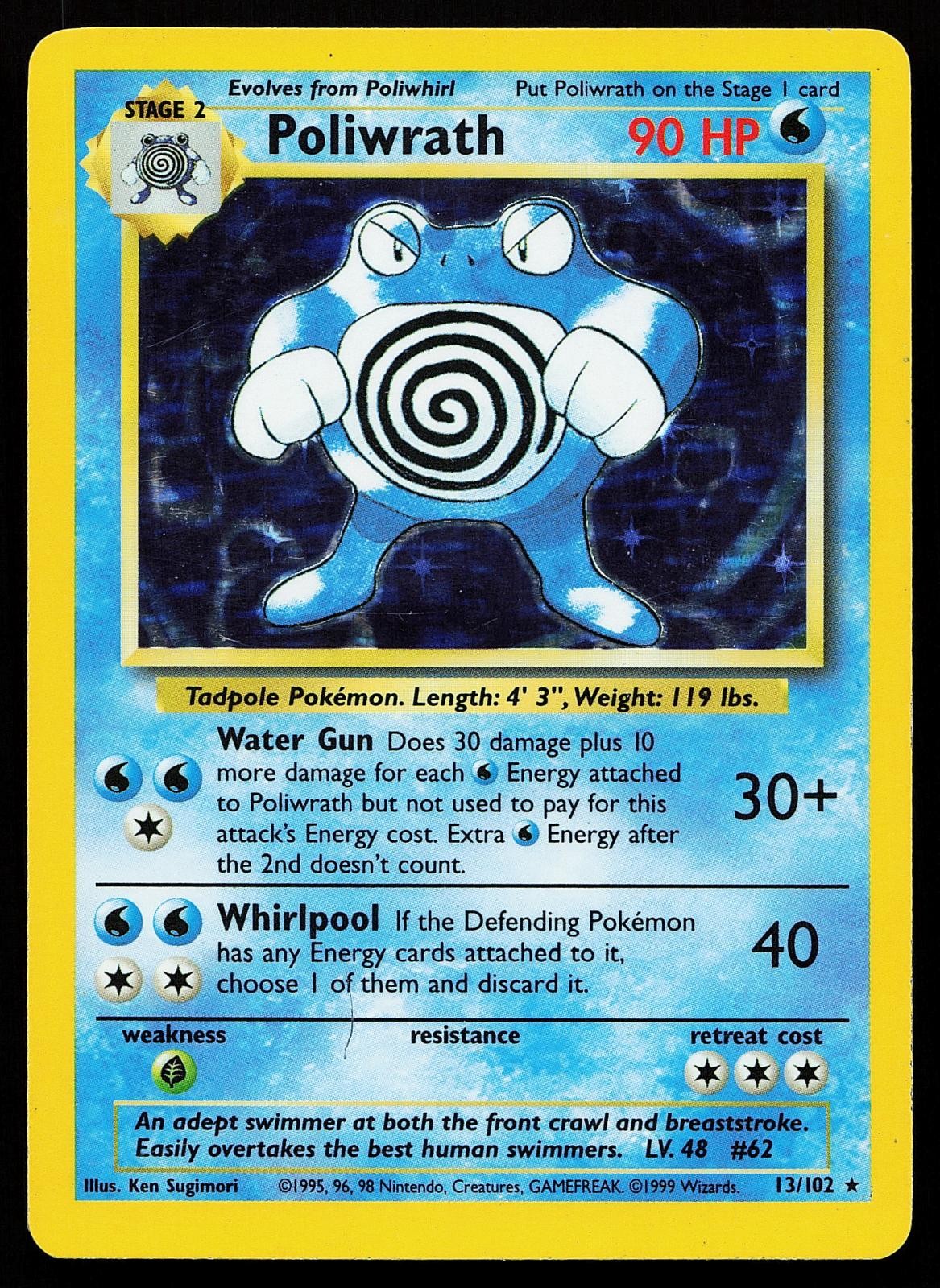 Poliwrath 13/102 Holo Rare Base Set Unlimited Pokemon Card