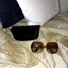 Tom Ford Brown Oversized Square Sunglasses Gradient Lens with Case Authentic