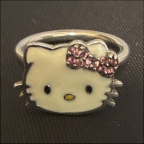 Kimora Simmons Hello Kitty Silver Enamel Ring Pink Bow size 7