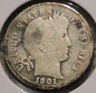 Silver Dime - Barber - 1901-O (Spotty)