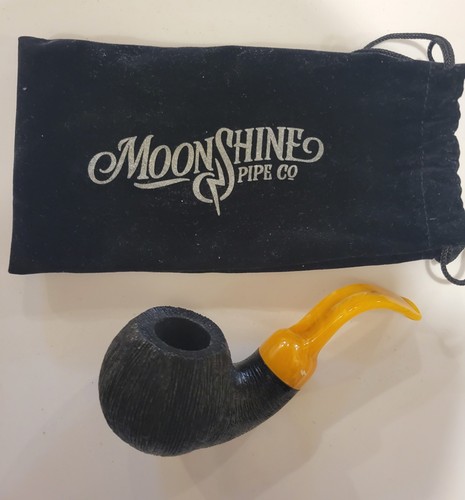 Moonshine Wire Rusticated w/ Amber Stem Cannonball Briarworks Tobacco Pipe