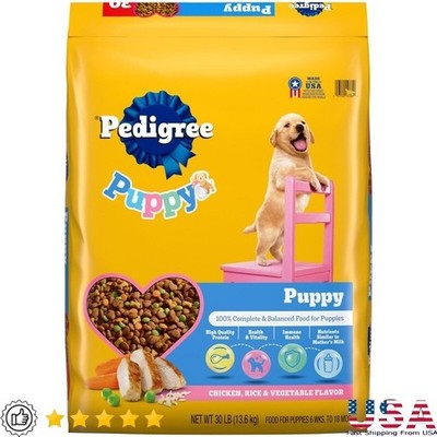 Puppy Growth Protection Chicken Rice Vegetable Dry Dog Food 30lb Kibble New
