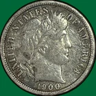 1900-S Barber Dime Extremely Fine XF Coin, Lightly Cleaned #41670