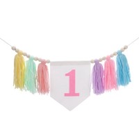 1. Geburtstag Hochstuhl Banner FüR , Quasten Dekoration Weiß Rosa