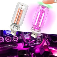 2pcs Usb Touch Dimmable Led Interior Car Lights Pink Ambient Retr Color Pink